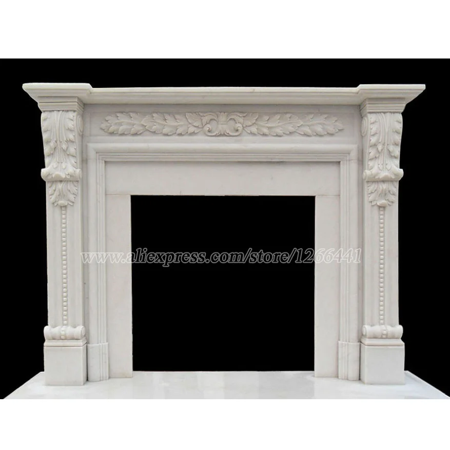 Marble Fireplace Mantel Chimneypiece Frame Carved Stone English Style Living Room Fireplace Surround