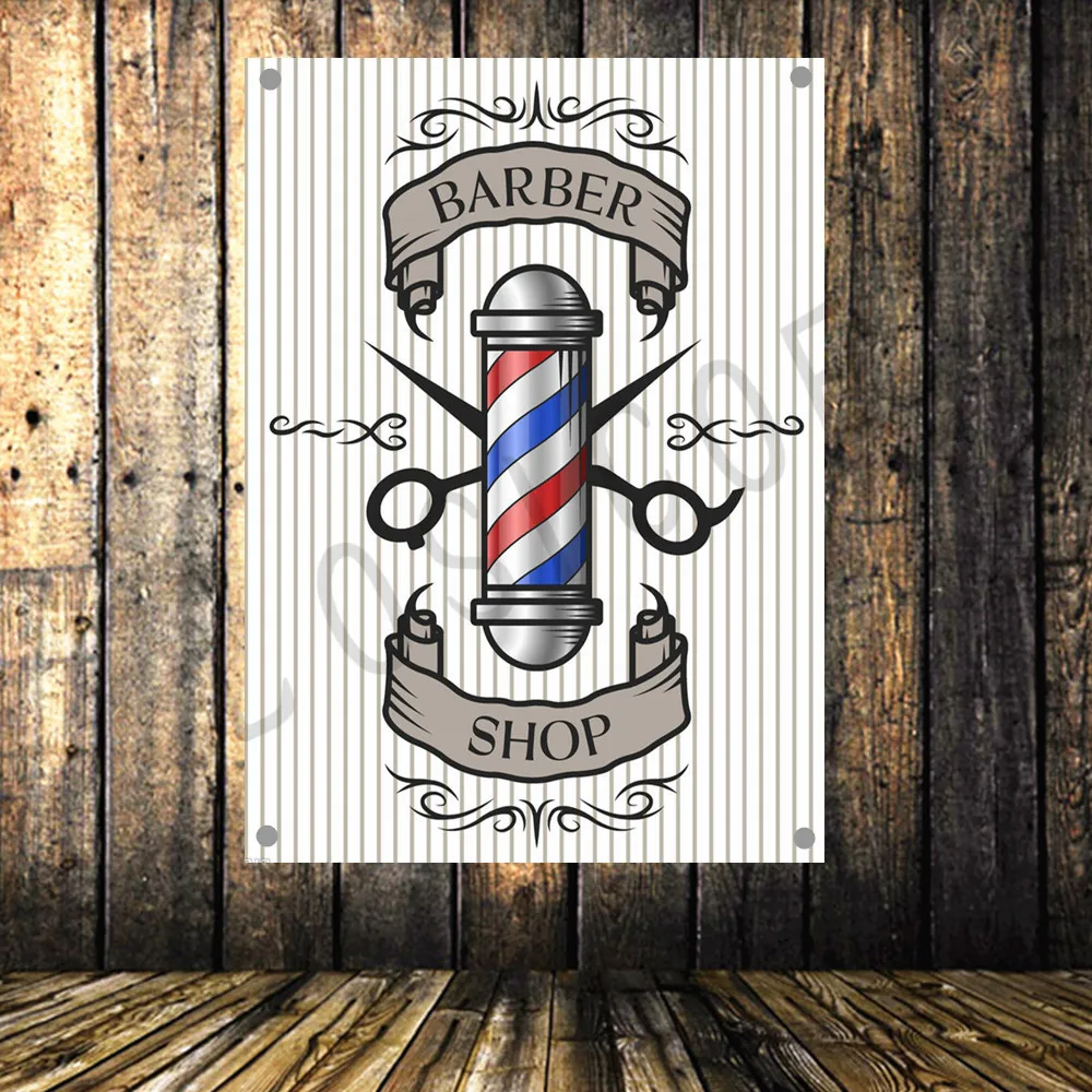 Retro tattoo haircut poster Banner Flag Music Poster Wall Hanging Tapestry Stickers HD Canvas Print Art Barber Shop Home Decor