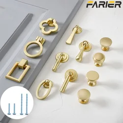 Gold Cabinet Pulls Solid Zinc Alloy Kitchen Cupboard Single hole for bedside table Handle Drawer Knobs Furniture Handle Hardware