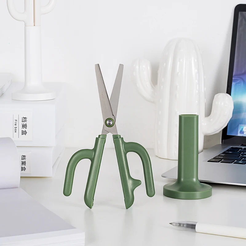 Office Scissors Portable Safe Art Cactus Scissors Desk Office Stationery Cute Scissors Material Escolar Zakka Kawaii Scissors