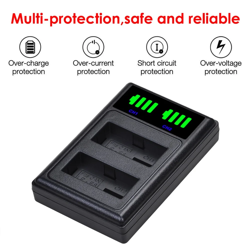 1800mAh LP-E8 LPE8 Battery for Canon EOS Rebel T2i T3i T4i T5i 550D 600D 650D 700D Kiss X4 X5 X6i X7i + LED Dual Charger