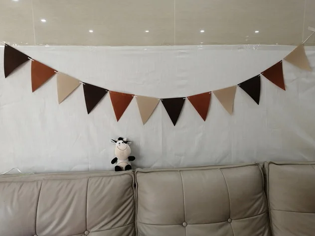 18 bandiere cachi marrone feltro Banner ghirlande compleanno zigolo Pennant Baby Shower matrimonio ghirlanda bandiere forniture per decorazioni per