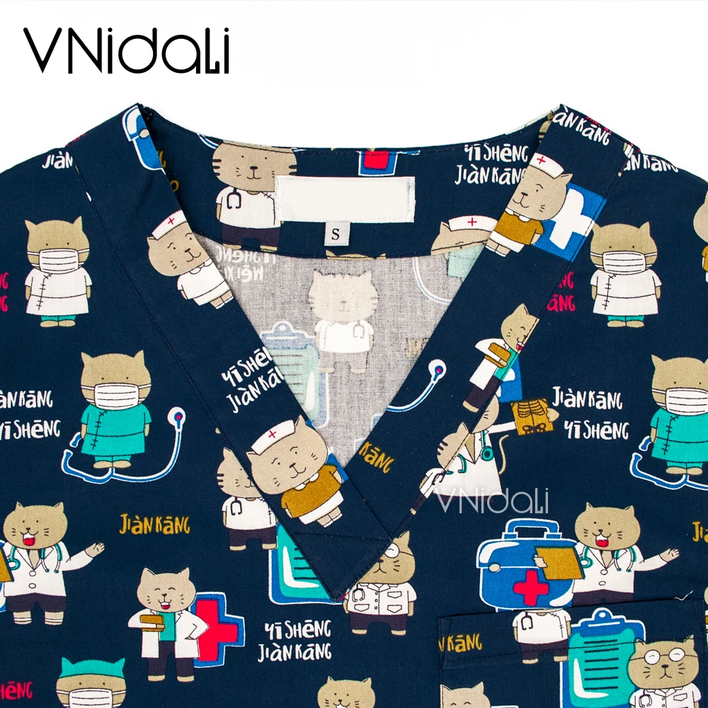 Uniforme veterinaria per animali domestici donna e uomo scrub Top scollo a v uniformi personale ospedaliero camicetta medica uniforme infermieristica scrub camicia