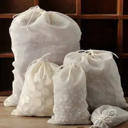 5 pz Mussola di Cotone Sacchetto Con Coulisse Per La Casa Brew Vino Birra Setaccio Succo di Verdura Caffè Filtro Cottura Erbe Tè Confezione Regalo
