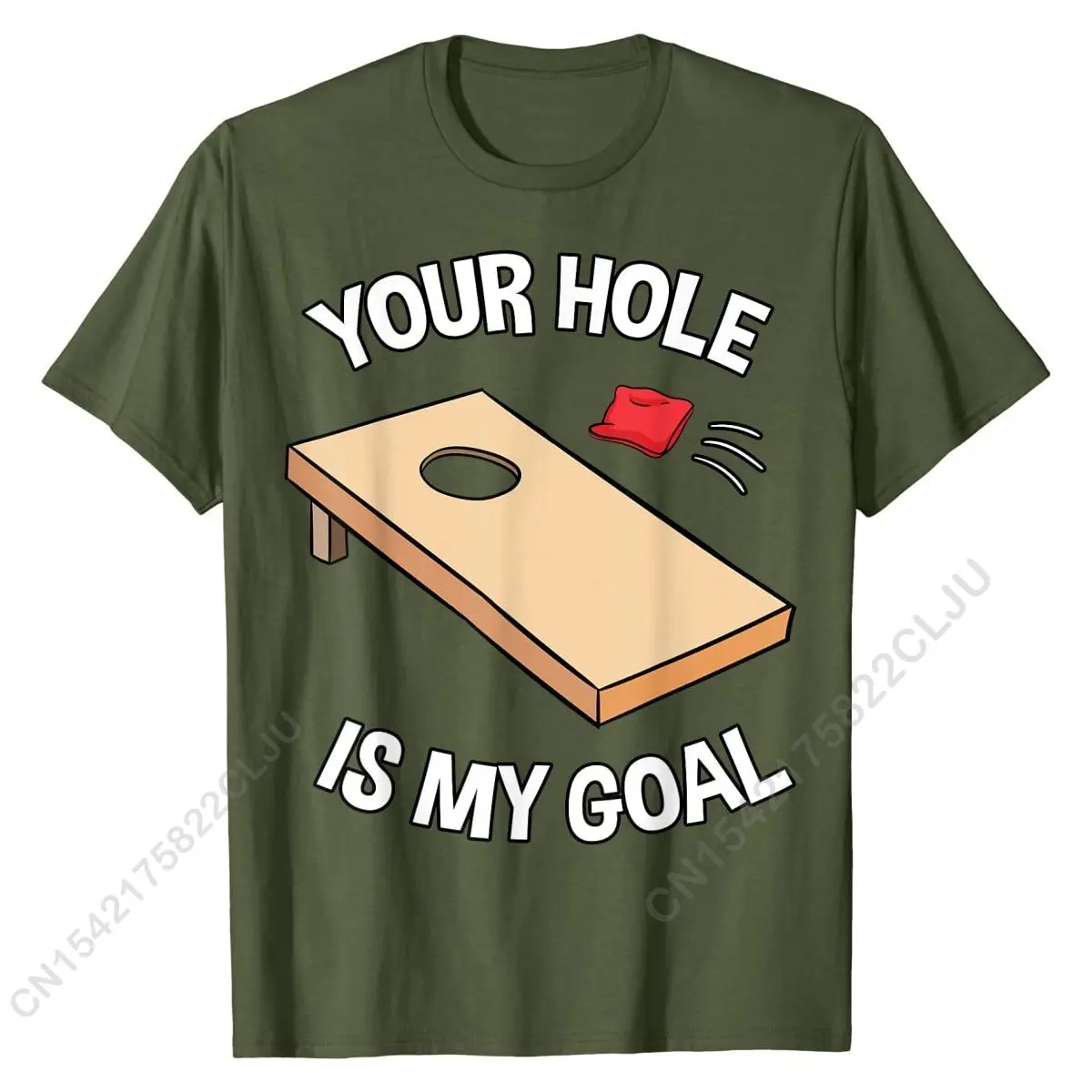 Your Hole Is My Goal Cornhole Team Bean Bag Lover T-Shirt Tops Shirts Hot Sale Printed On Cotton Men Tshirts Printed On