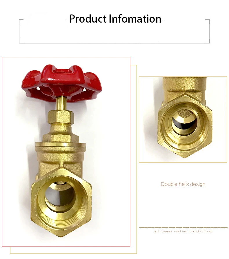 1/2" 3/4" 1" 1-1/4" 1-1/2" 2" Zoll Messing-Schieberventile Wasserventil Schaltventil Schieberventil mit Innengewinde – Detail 2
