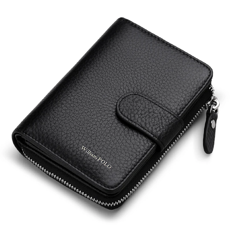 WILLIAMPOLO Man Walet Genuine Leather Hasp Closure Card Holder Small Bag With Gift Box for Men Card Wallet Men\'s Wallet PL319