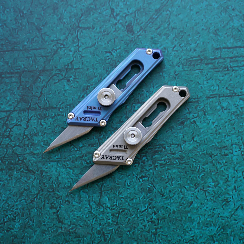 Tacray Titanium Mini Utility Knife Wallpaper Knife Outdoor Portable Selfdefense Survival Rescue Key  Brass Sharp Pocket Knives