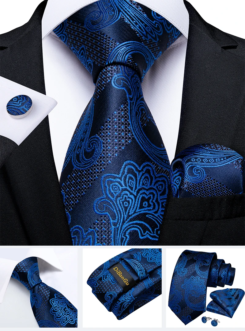 Modische Paisley-Herrenkrawatten in Gold, Türkisgrün, Schwarz, 8 cm, Business-Hochzeits-Accessoires, Krawatte, Geschenk für Männer, DiBanGu – Detail 28