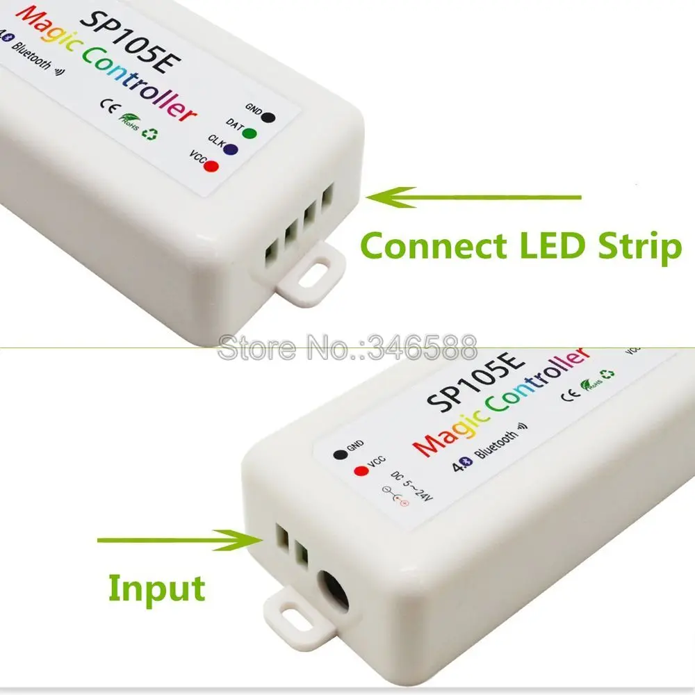 SP105E LED Controller 4.0 Bluetooth APP Control for DC5-24V WS2801 WS2811 WS2812B SK6812 LDP8806 APA102 LED Strip 2048 Pixels
