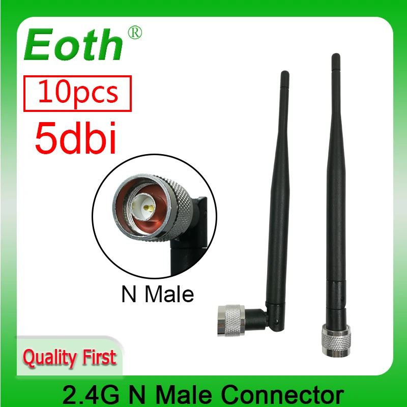 EOTH 10pcs/lot 2.4GHz LTE 4G 5dBi Antenna Modem 3g 4g Aerial N Male Connector nickelplated