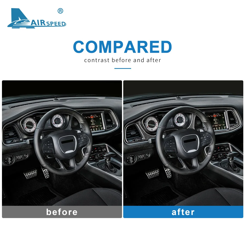 Real Soft Carbon Fiber for Dodge Challenger 2015 2016 2017 2018 2019 2020 2021 2022 2023 Driver Center Console Trim Sticker