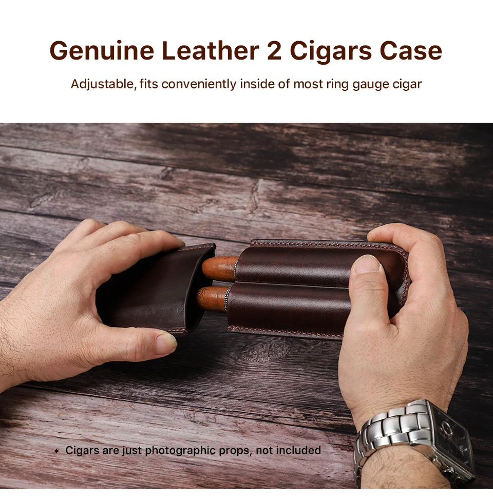 CONTACT'S FAMILY Leather Cigar Case Multiple Cigars Sets Storage Portable Cigar Box Humidor Box for Travel Gift for Man Father