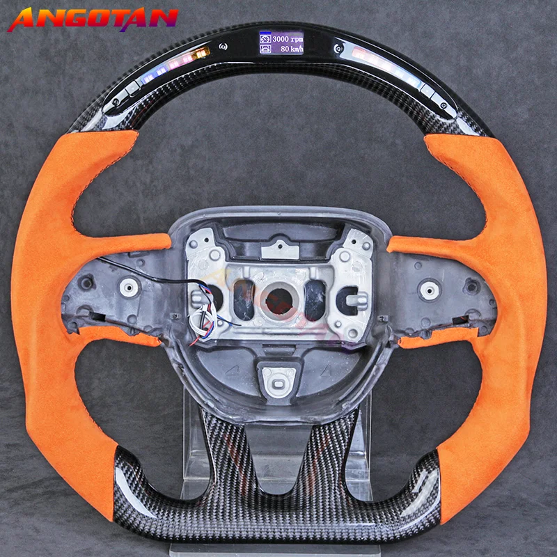 100% Carbon Fiber Italy Alcantara leather steering wheel with LED Fit For Dodge charger challenger srt hellcatMuscle car