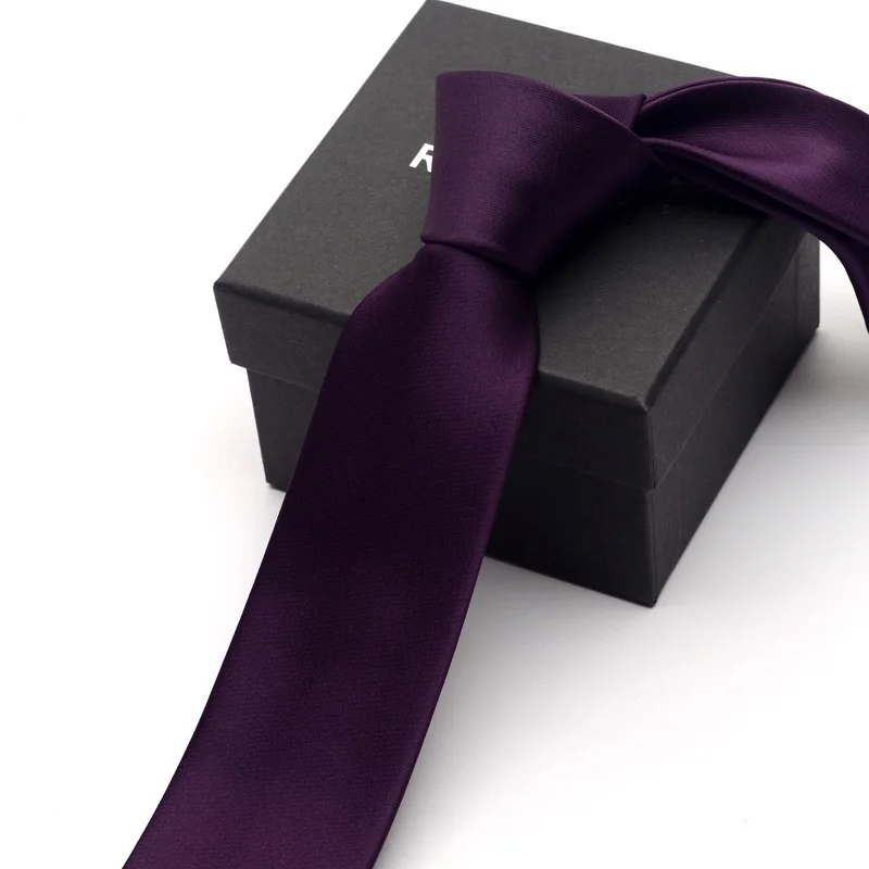 

2024 Brand New Men's High Quality Fashion 6CM Slim Dark Purple Necktie Romantic Wedding Groom Neck Tie for Men with Gift