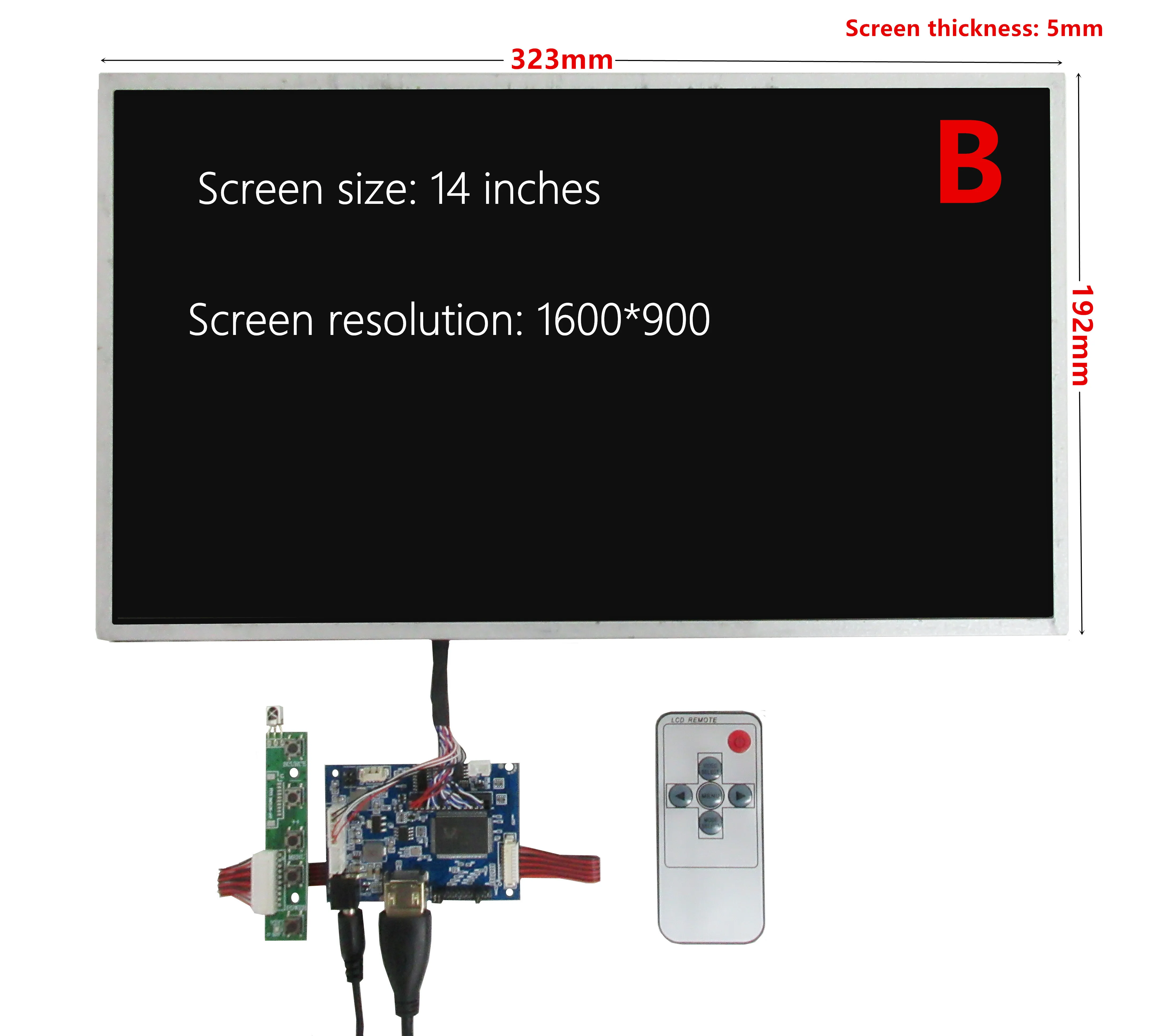 Imagem -02 - Polegada 1600*900 Hdmi-tela Compatível com Display Lcd com Placa de Motorista Monito para Raspberry pi Banana Laranja pi Mini Computador 14