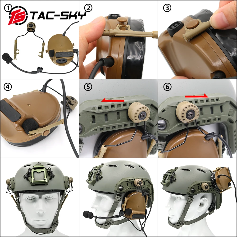 TAC-SKY Taktische COMTAC I II III IV Jagd Noise Reduction Schießen Headset Militär Adapter ARC Helm Schiene OPS-CORE Halterung