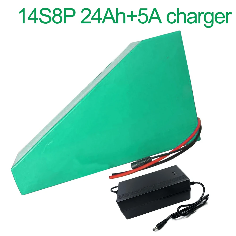 With 5A charger 52V 24Ah 14S8P 18650 Li-ion Battery Pack E-Bike Ebike electric bicycle 265*250*180*70*70*45mm