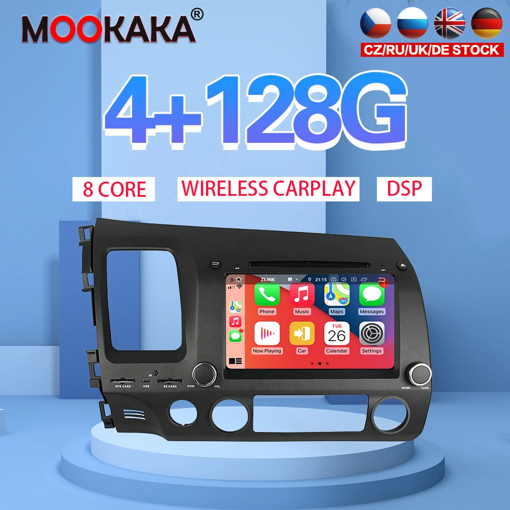 

Автомобильный плеер 8 "Android 10 PX6 4G 128 ГБ для Honda Civic 2006-2009 2010 2011 Автомобильный GPS навигатор CarPlay головное устройство DSP стерео