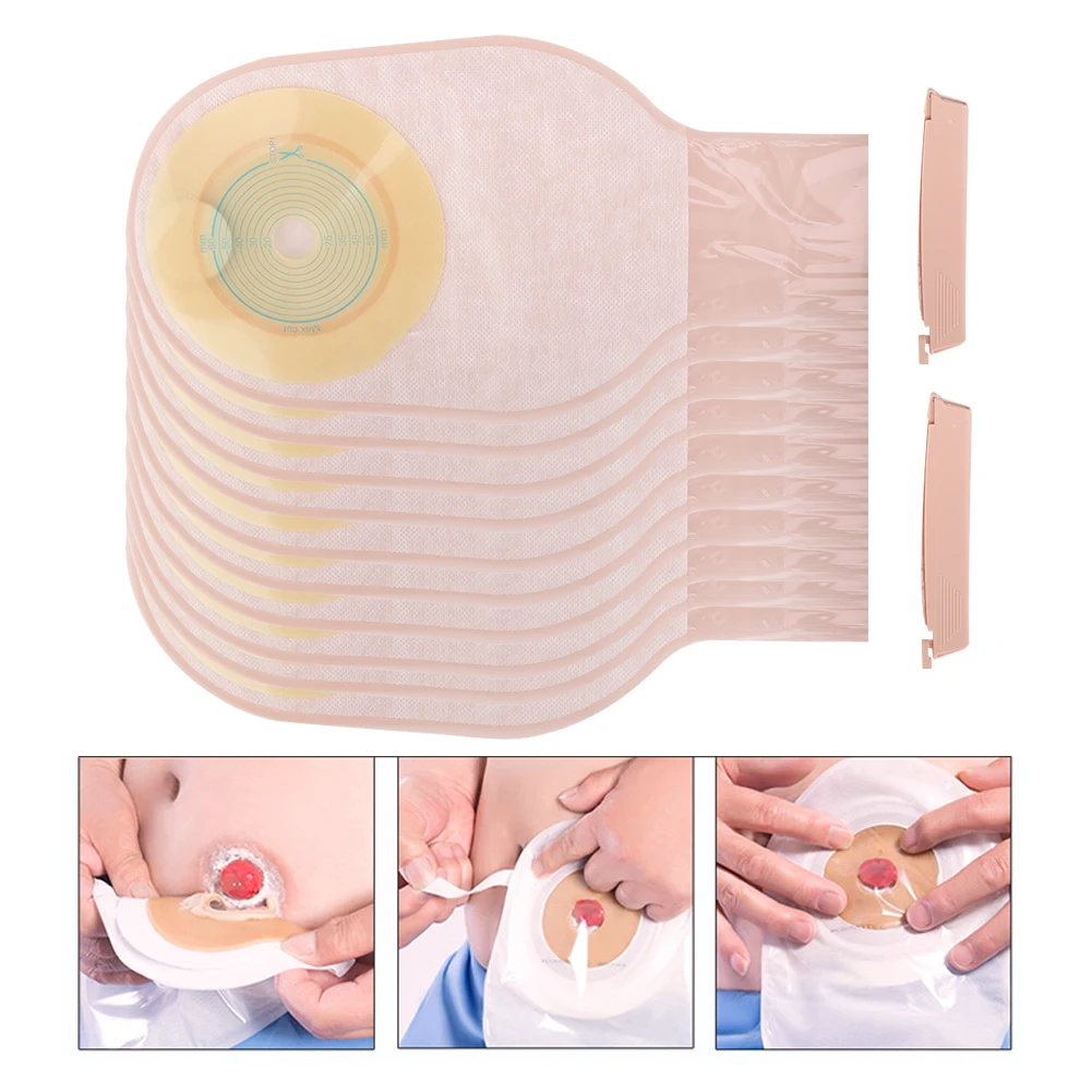 

10Pcs One-Piece System Ostomy Bag Medicals Drainable Pouch Colostomy Bag Ostomy Supplies Made Of Quality Material Comfortable