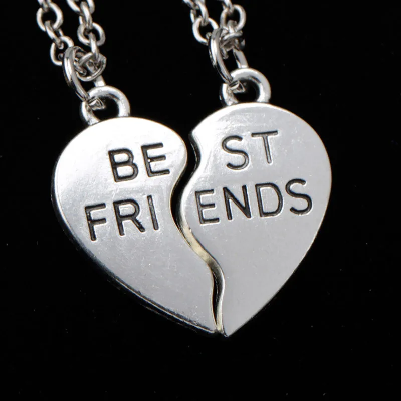 2PCS  Friendship Broken Heart Parts Necklace New Fashion Best Friend Pendants Necklaces Jewelry For Women