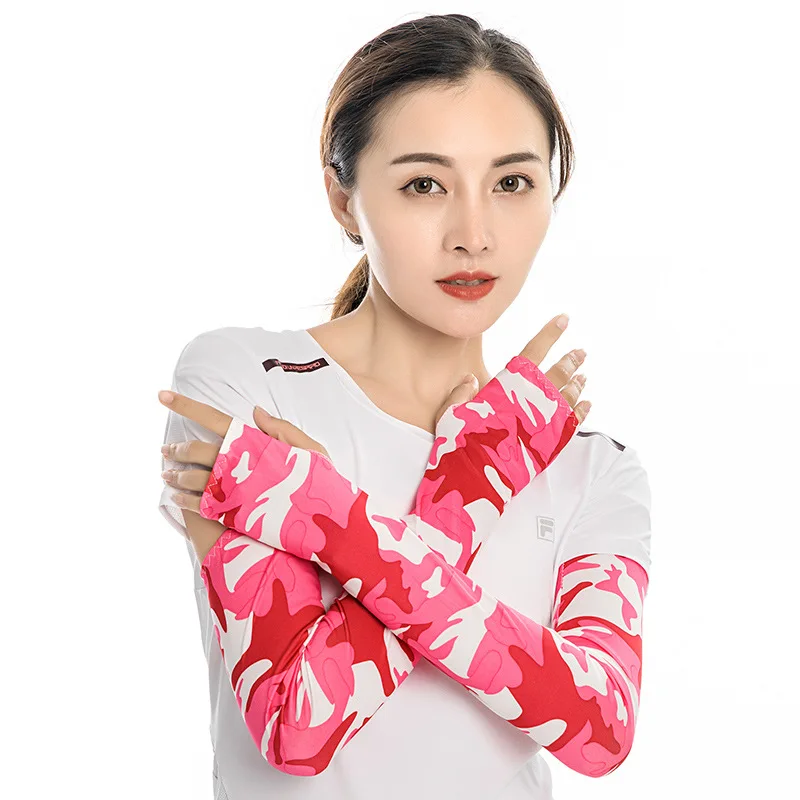 Sunblock polyester ice silk sleeve lengthened open finger sleeve sport outdoor cycling sleeve arm warmers