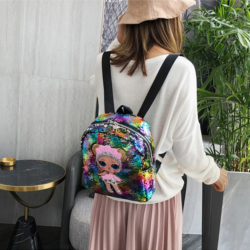 Fashion Sequins Children\'s Backpack Kids School Bags Teenage Girls Cartoon Small Shoulder Bag Backpacks Women Rucksack Mochila