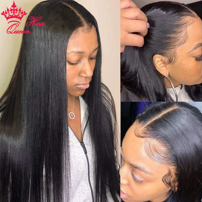 Queen Hair Full Lace Wig Unprocessed Raw Human Hair Straight Comfortable and Breathable High Ponytail Available Natural Look