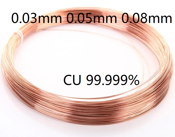 0.03mm 0.05mm 0.08mm CU 99.999% pure bare copper wire Experimental copper wire ultra-fine copper wire anaerobic copper wire soft