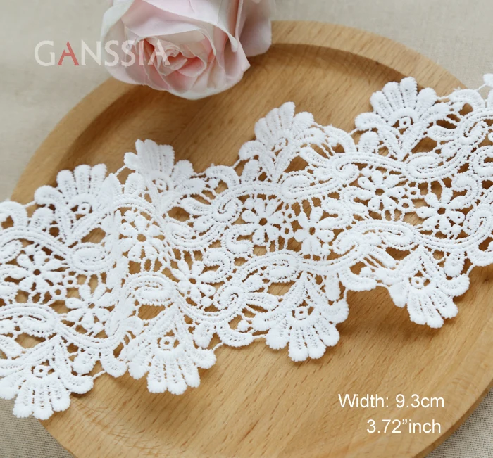 1Yard Width:9.8cm Quality Milk Silk Lace Clothing Decoration Lace Fabric Water-soluble Flowers Lace Dress Accessories(SS-2109)