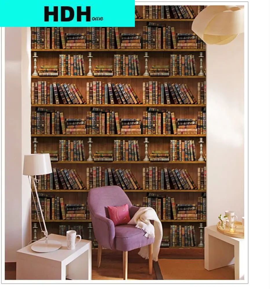 HDHome Bücherregal Schälen und Stick Tapete Holzmaserung Vorpastiertes Vintage Selbstklebende Wasserdichte Tapete Rolle für Wohnkultur