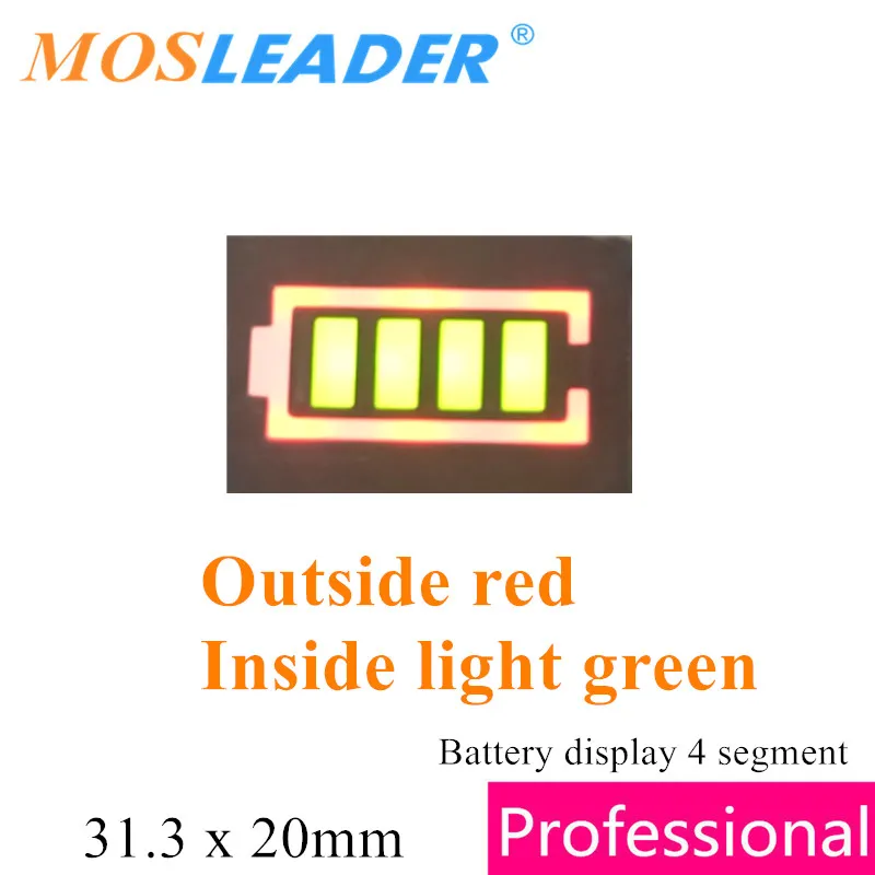 Mosleader 100pcs Battery display 4 segment 31.3x20mm Anode 4 segments DIP7 Red Green Blue 7P Battery capacity Indicator display