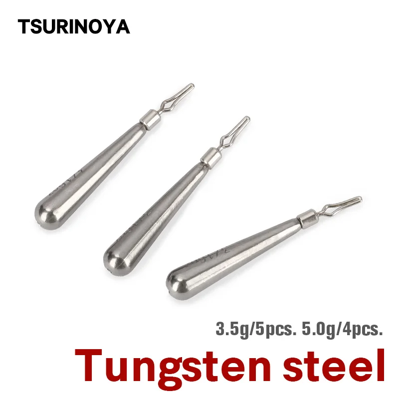 TSURINOYA 3.5g 5g 7g 10g Fishing Sinker Tungsten Steel Weight Jig Head Kit Snap Swivel Split Shot Rig Pesca Fishing Accessories