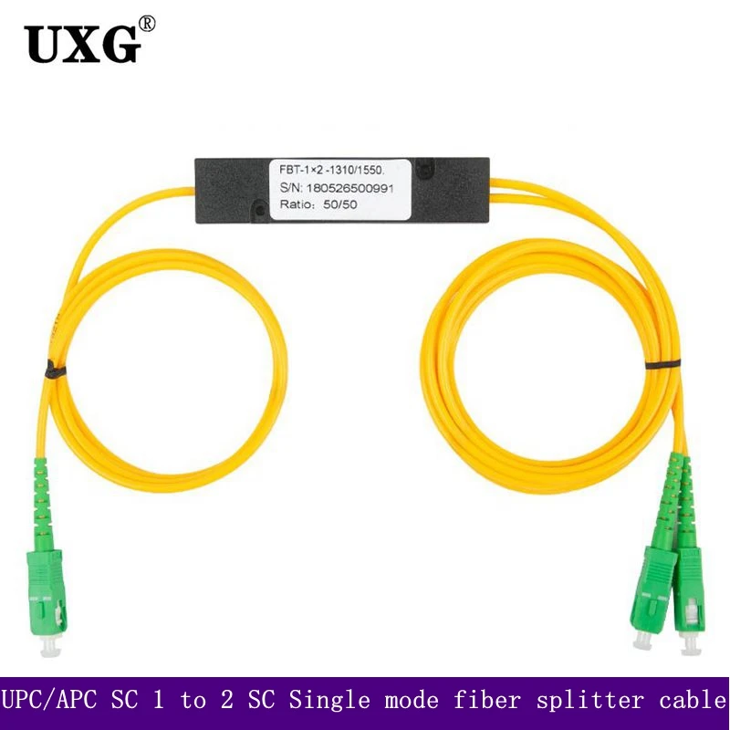 PLC Splitter SC APC 1X2 PLC Singlemode Fiber Optical Splitter SC/UPC PCL Taper Type Splitter Computer 200cm Cable Cord sleeve