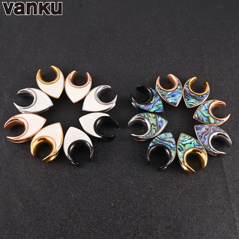 Vanku 2PCS Water Drop Saddles Weights Shell Ear Piercing Tunnels Expanders Body Jewelry Earring Plugs Gauges Stretchers