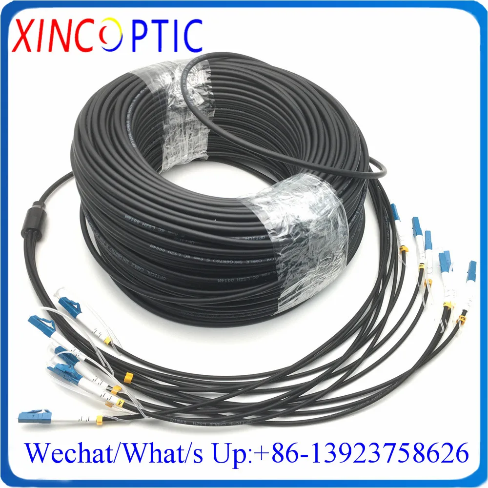 80M,6Fibers SM 9/125 G657A 80Mts ST/FC/SC/LCUPC 6Core LC-LC LSZH/TPU 4.5mm Black FTTA 6C Armored Fiber Optical Patch Cord Cable