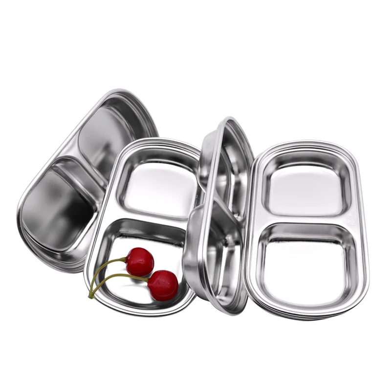 

304 stainless steel seasoning dish Korean dish hot pot gold plated seasoning dish sauce dish lattice dipping dish