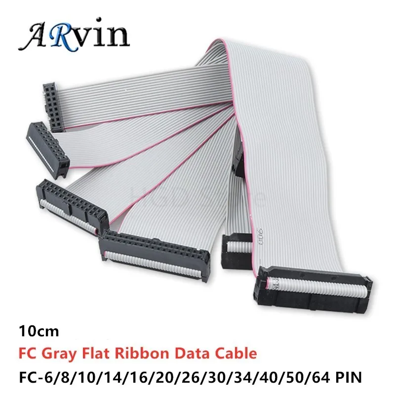 2.54MM pitch FC-6/8/10/14/16/20/40/50 PIN 10CM JTAG ISP DOWNLOAD CABLE Gray Flat Ribbon Data Cable FOR DC3 IDC BOX HEADER