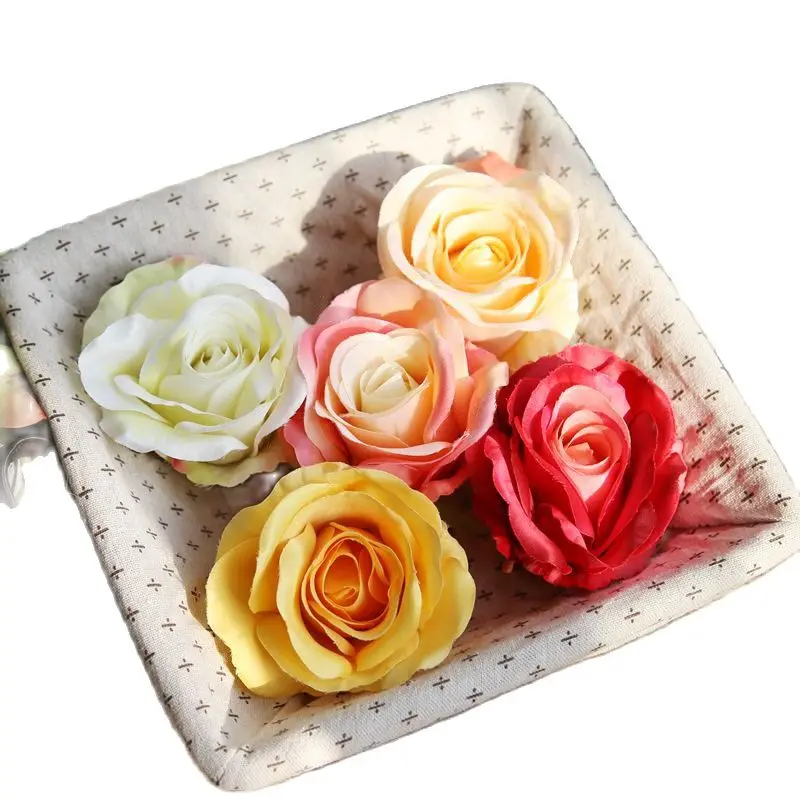 

10pcs Artificial Silk Rose Flower Head Real Feel Home Wedding Holding Flower Wall DIY Wreath Craft Flowers