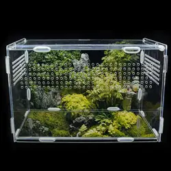 Transparent Reptile Breeding Box Acrylic Feeding Box 360 Degree High Transparent Magnetic Pet Climbing Terrarium