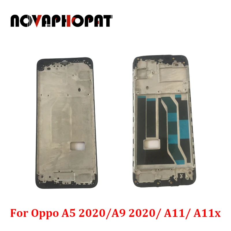 

10PCS Novaphopat Black Front Housing Frame For Oppo A5 A9 2020 A11 A11X LCD Display Frame Bezel Middle Bone Speaker Mesh