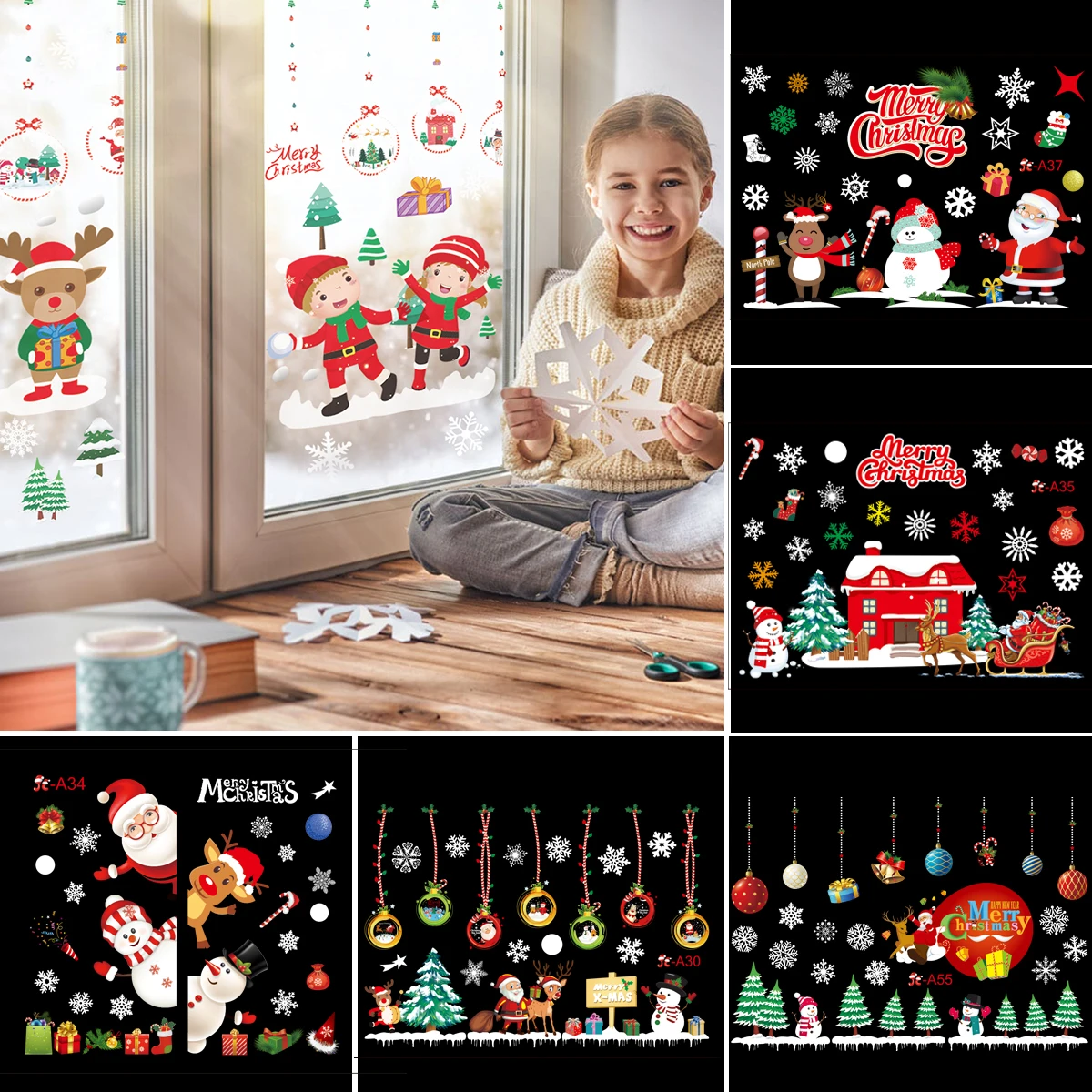 2025 Merry Christmasสติ๊กเกอร์ - Home Decor Window Blinds บทวิจารณ์และราคา