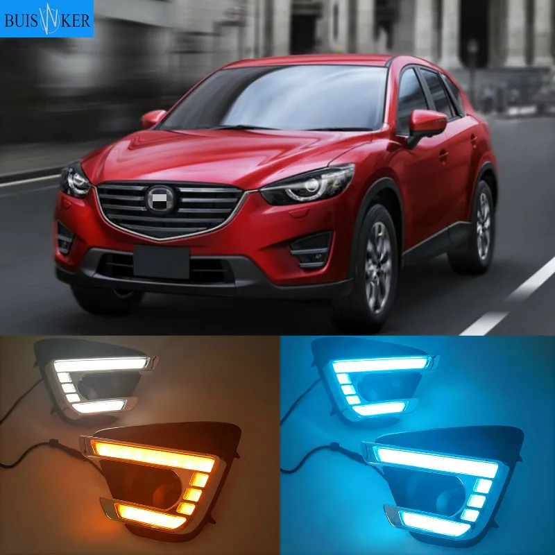 

1Pair LED Daytime Running Light With Yellow Turn Signal Fog Lamp Auto DRL For Mazda cx-5 cx5 2012 2013 2014 2015 2016