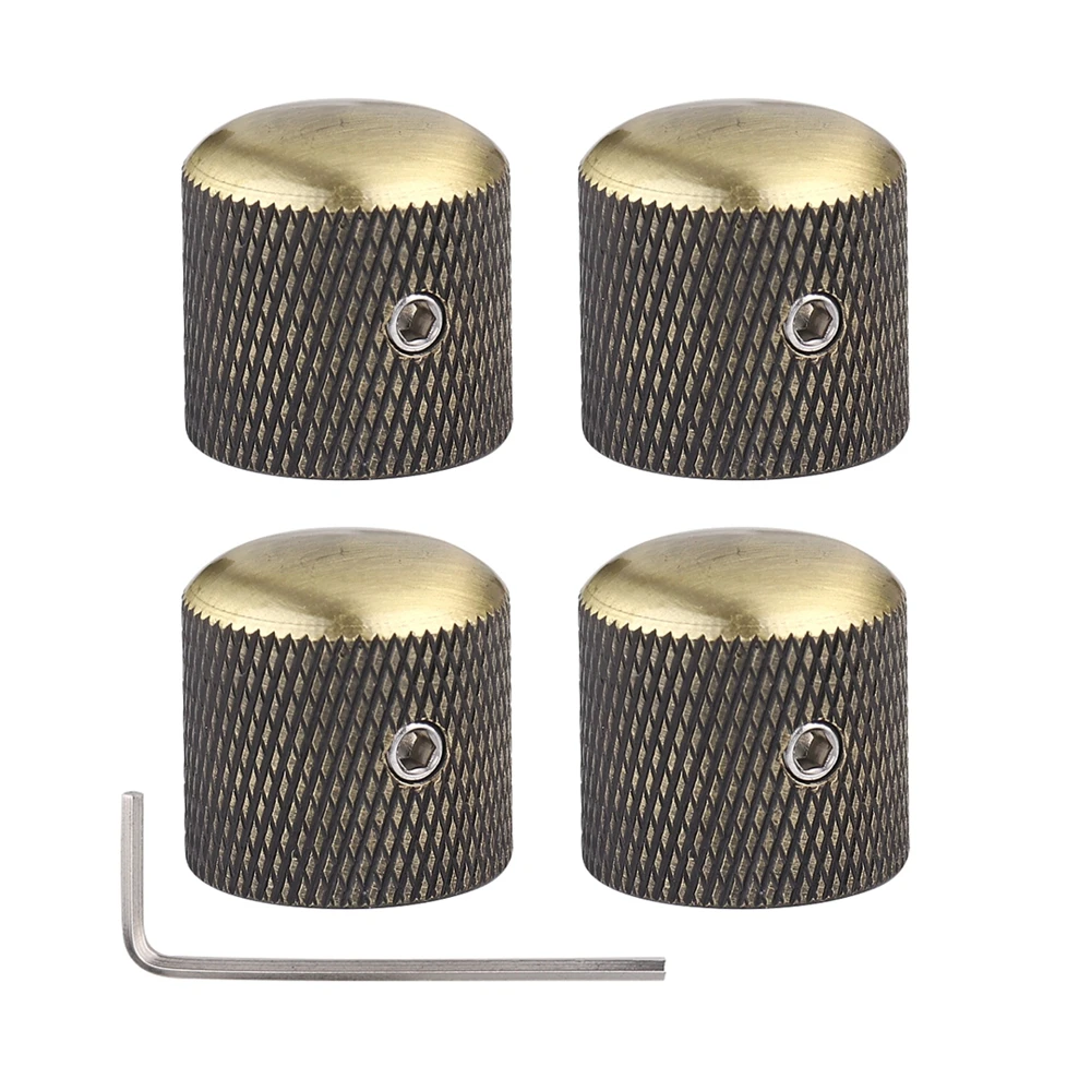 3pcs/4pcs Metal Dome Knobs Electric Bass Guitar Knobs Volume Tone Control Knobs with Wrench Bronze/BK/CR/GD/Black Nickel