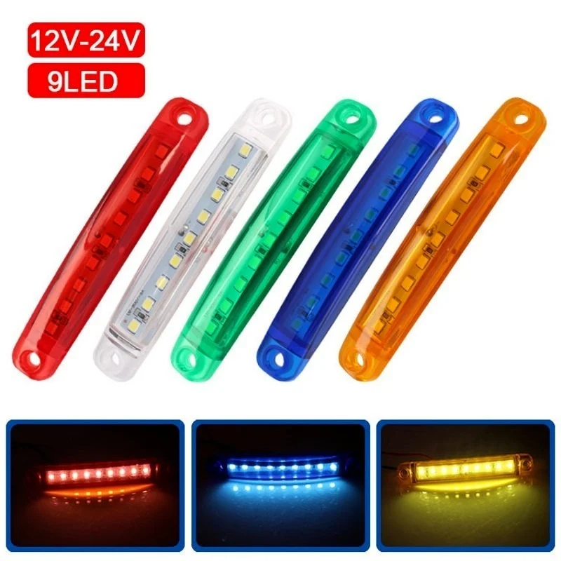 9 LED Waterproof Side Warning Light Multicolor Truck Trailer Bus Van Lorry Width Lamp Signal Marker Bulb Lamp 12V 24V - Image 2