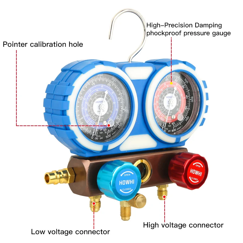 ZUKE Refrigerant Automobile Fluoride Meter Refrigerant Pressure Gauge Double Gauge Valve Air Conditioner Fluoride Tool Set