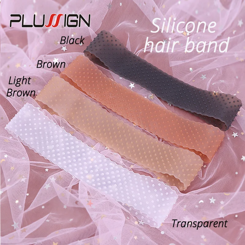 Diadema de silicona antideslizante para peluca, banda de agarre para pelucas de encaje y deporte, suave, Marrón transparente, L, M