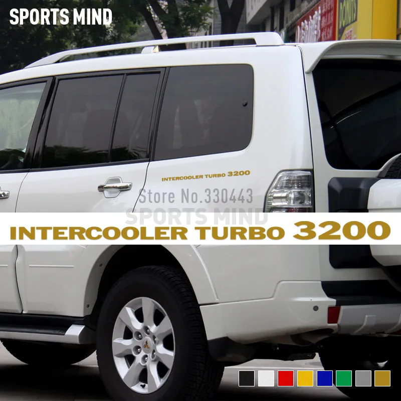 2 X INTERCOOLER TURBO 3200 Car Sticker Decal Automobiles Car Styling For Mitsubishi Pajero Sport Shogun MK L300 Accessories