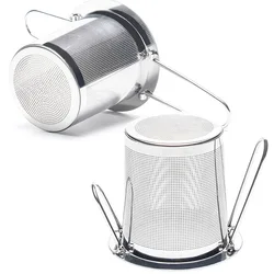 Foldable Handles Tea Infuser Hanging Strainer Stainless Steel Double Ear Teapot Spice Filter with Cover Kitchen Accessories