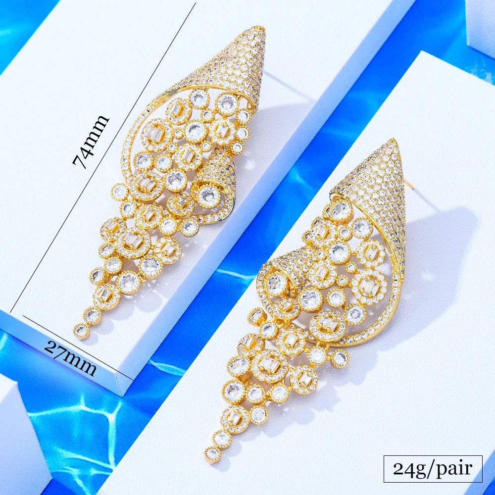 Missvikki Luxury Vintage Big Earrings For Noble Women Wedding Party CZ Original Design Dubai Bridal Earrings Gorgeous Jewelry